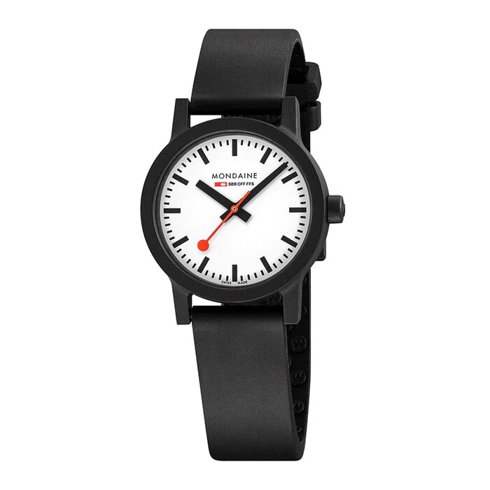 Mondaine Essence 32mm Unisex Watch White Black Rubber