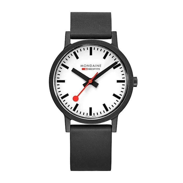 Mondaine Essence 40mm Unisex Watch White Black Rubber