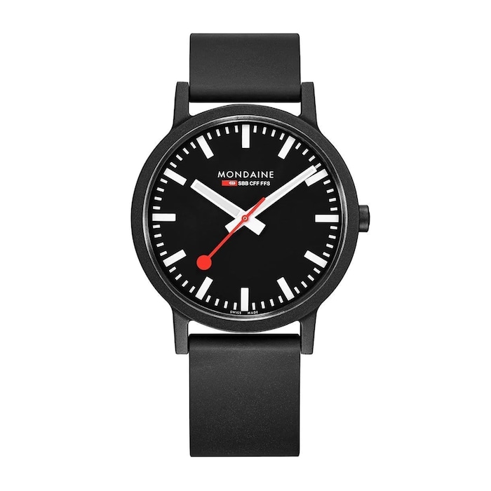 Mondaine Essence 41mm Unisex Watch Black Rubber