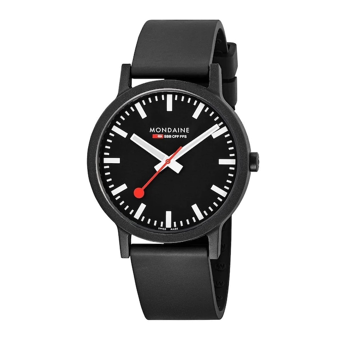 Mondaine Essence 41mm Unisex Watch Black Rubber