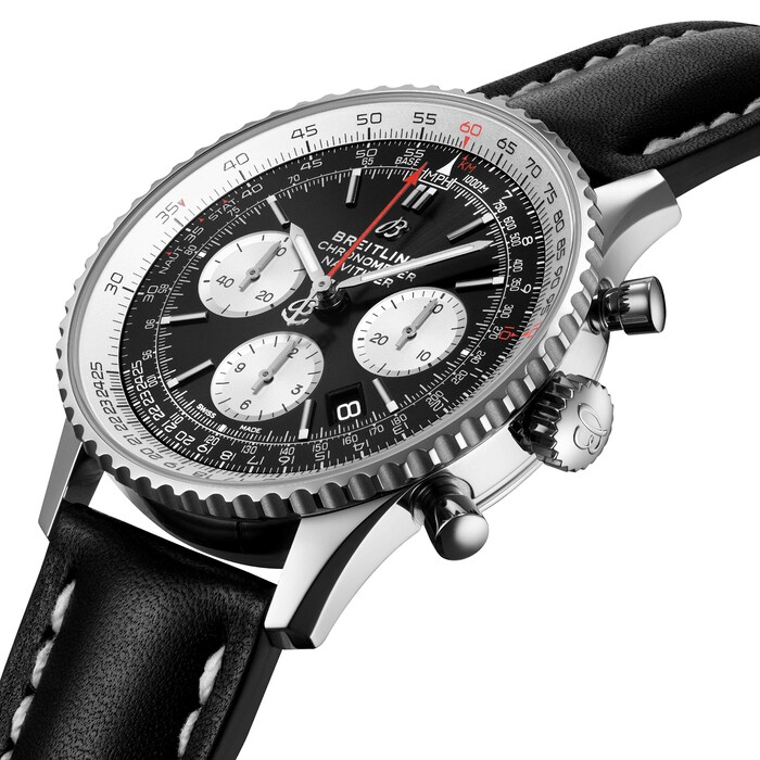 Breitling Navitimer B01 Chronograph 43 Stainless Steel Leather Strap Watch