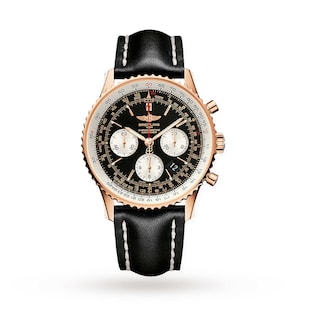 Breitling Navitimer Automatic 18ct Red Gold Leather Strap 43mm Mens Watch