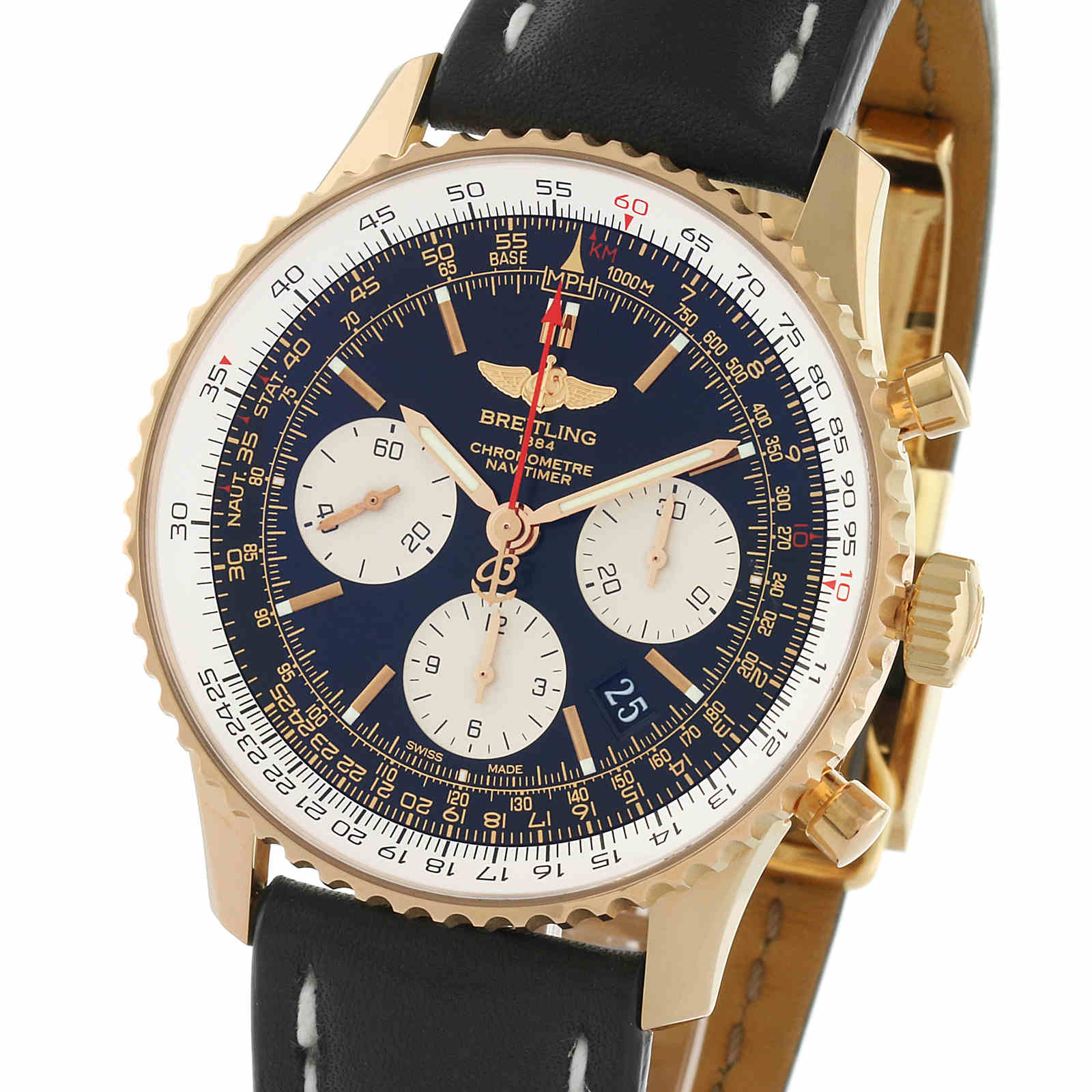 Breitling Navitimer Automatic 18ct Red Gold Leather Strap 43mm Mens Watch Breitling Navitimer Automatic 18ct Red Gold Leather Strap 43mm Mens Watch