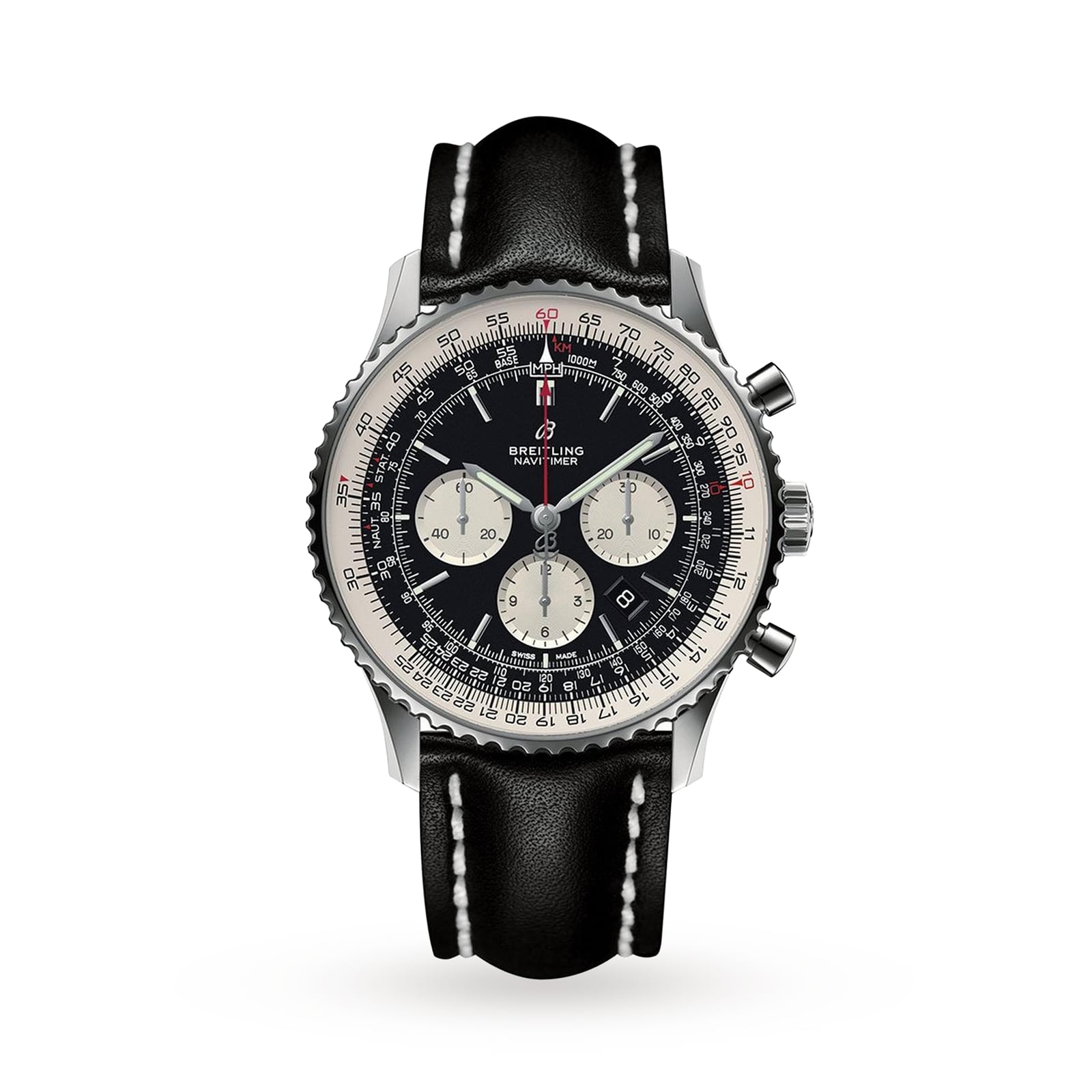 Breitling Navitimer B01 Chronograph 46 Leather Strap Watch