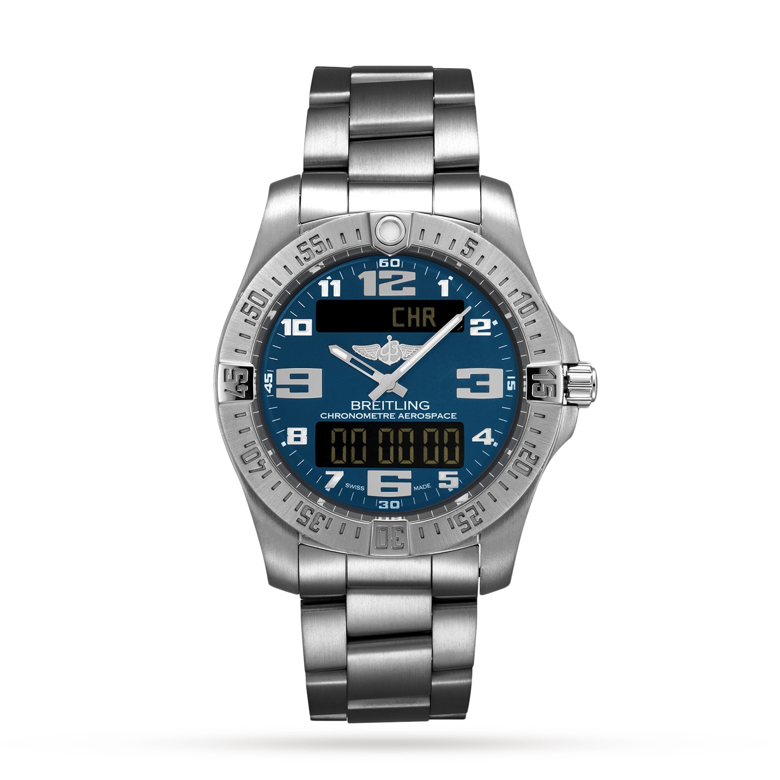 Breitling Professional Aerospace Evo Titanium  Blue on metal bracelet   Slaets
