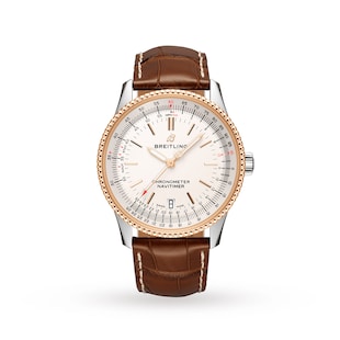 Breitling Navitimer Automatic 38 Stainless Steel & 18k Red Gold Leather Strap Watch