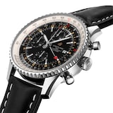 Breitling Navitimer Automatic Chronograph GMT 46 Stainless Steel Leather Strap Watch