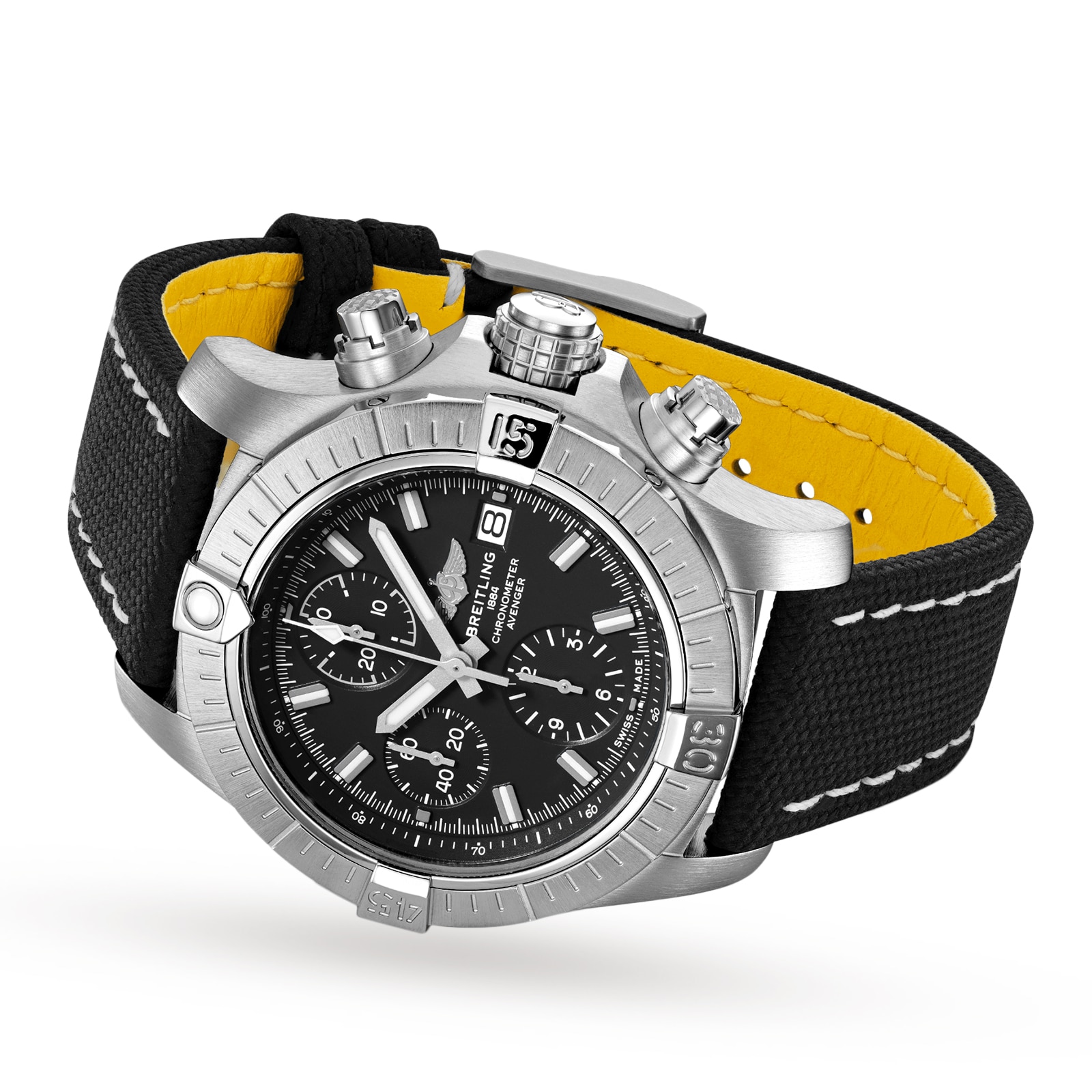 Breitling Avenger Chronograph 43 Stainless Steel Leather Strap Watch ...