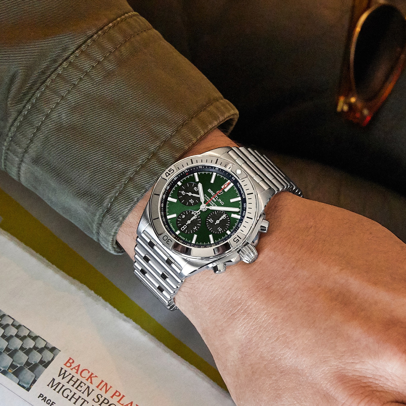 Breitling Chronomat B01 42 Bentley Stainless Steel Green Watch