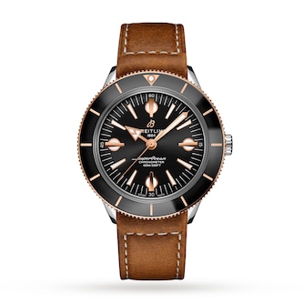 Breitling Superocean Heritage '57 Stainless Steel & 18k Red Gold Leather Strap 42mm Mens Watch