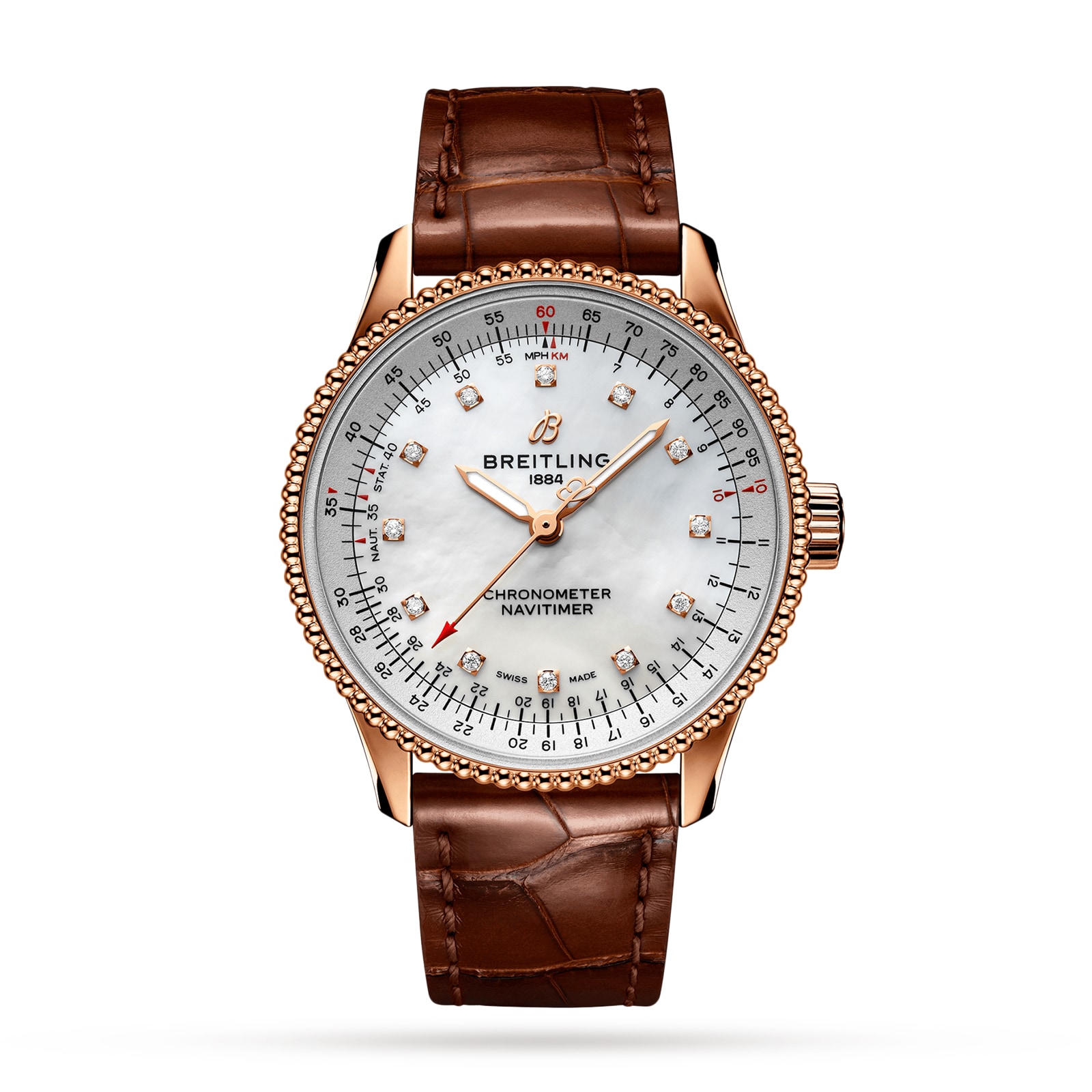 Breitling Navitimer Automatic 35 18k Red Gold - Mother of Pearl Watch