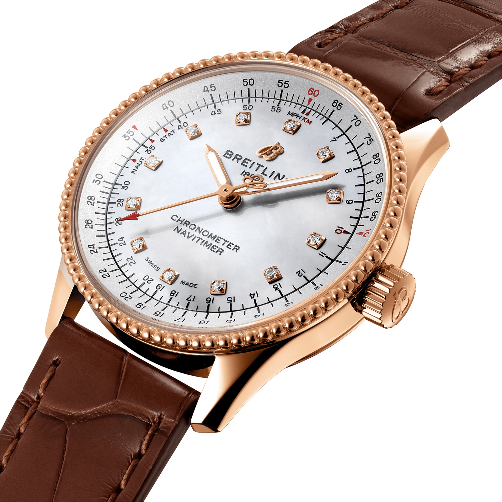 Breitling Navitimer Automatic 35 18k Red Gold - Mother of Pearl Watch