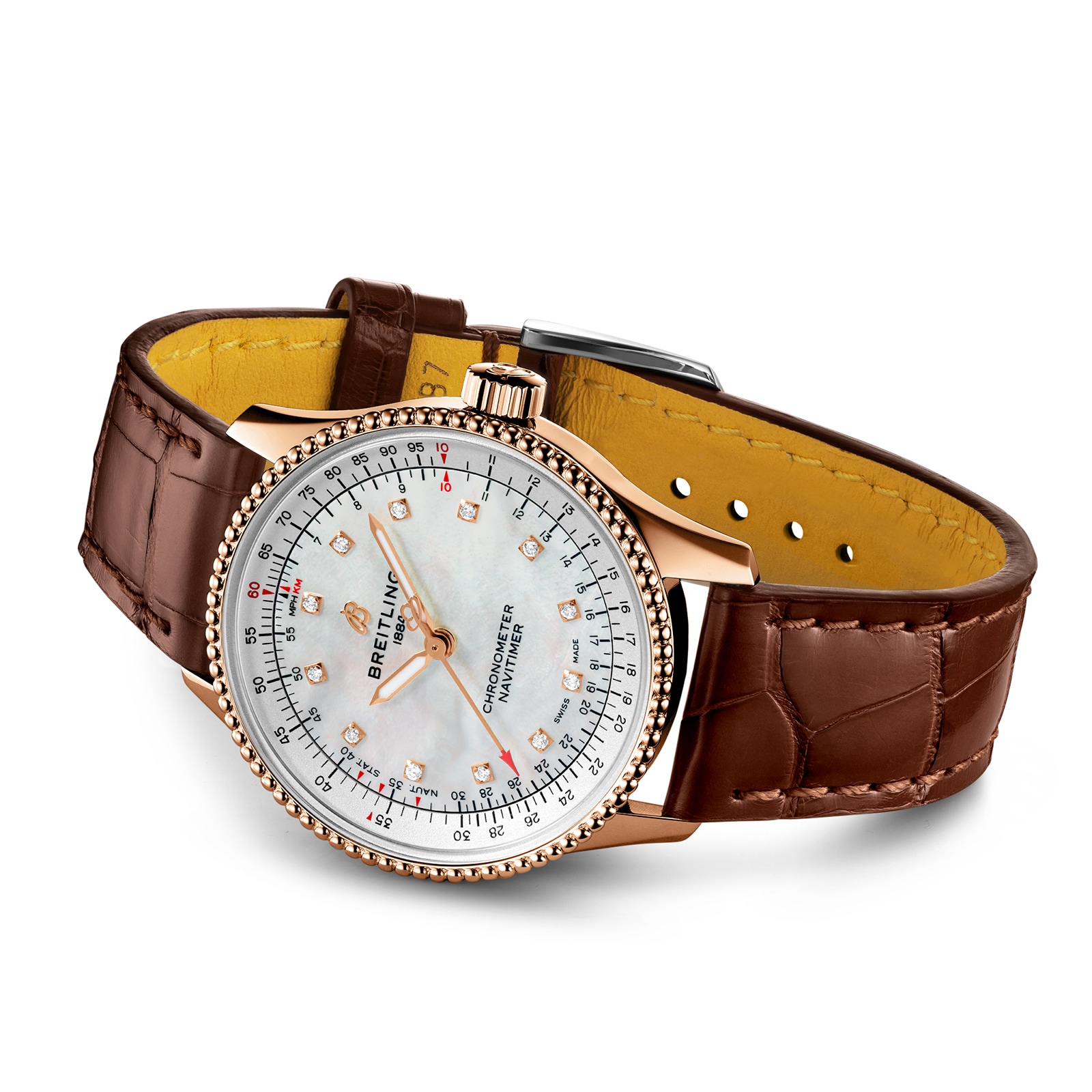 Breitling Navitimer Automatic 35 18k Red Gold - Mother of Pearl Watch