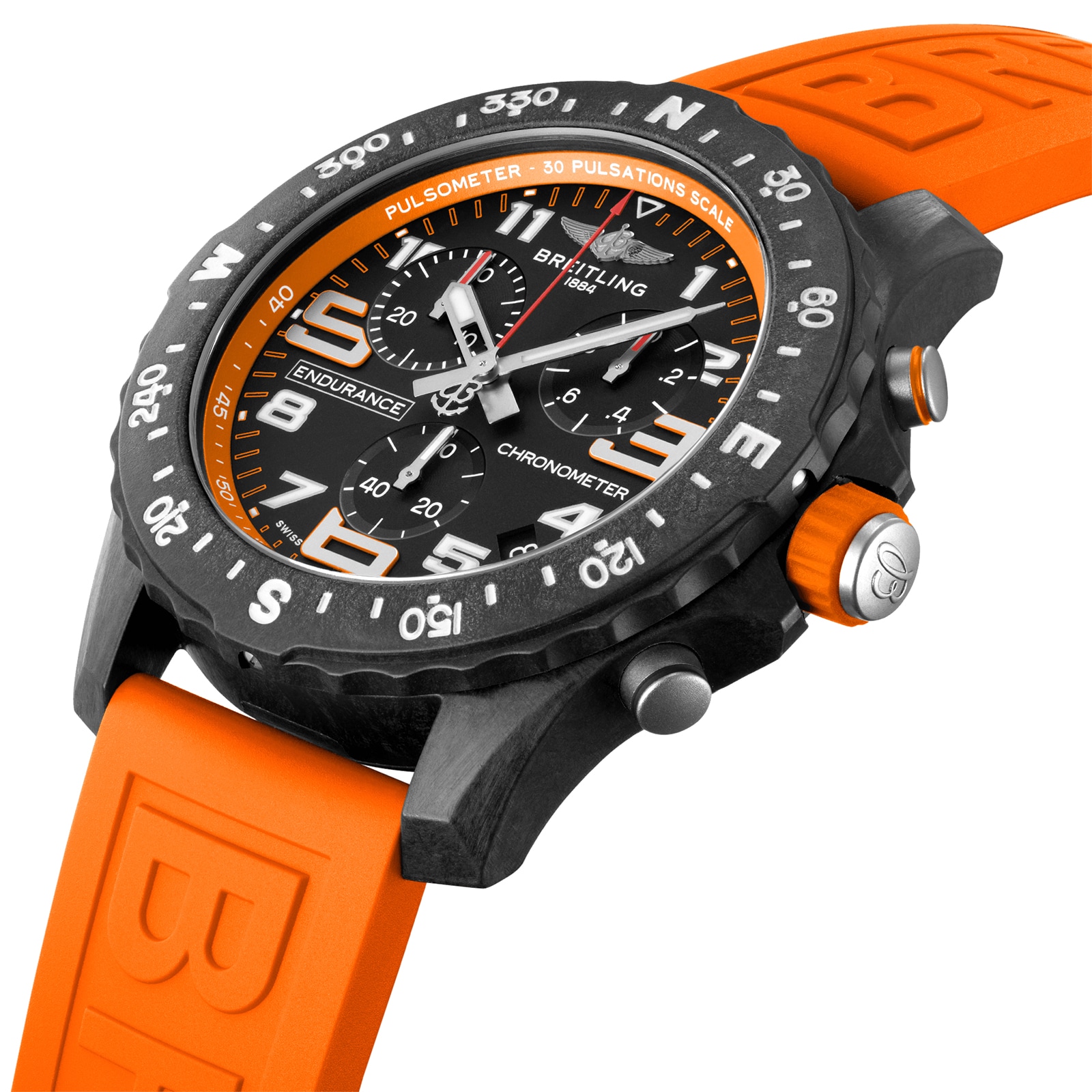 Breitling Endurance Pro 44mm Orange Rubber Strap Watch X82310A51B1S1 ...