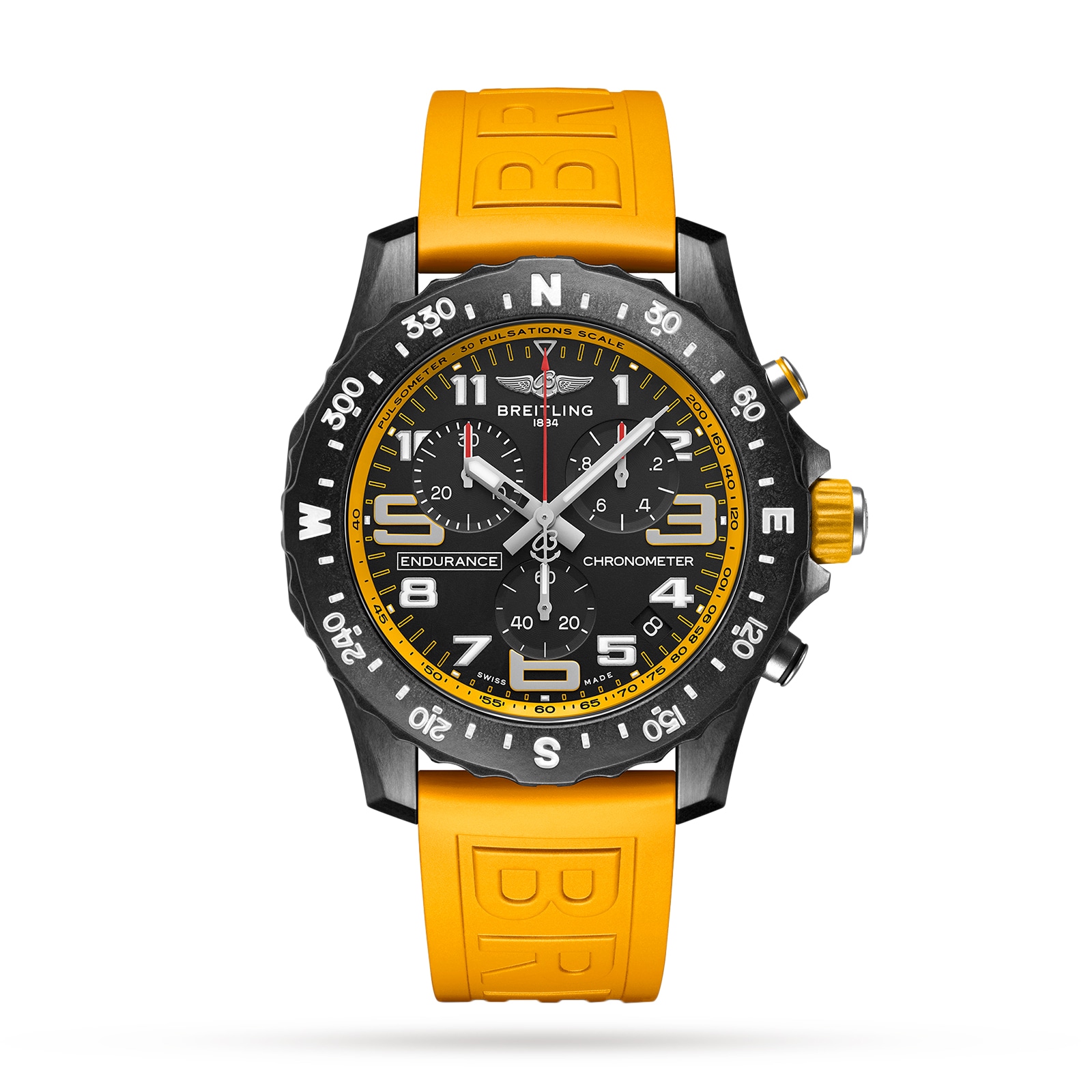 Breitling Endurance Pro 44 Yellow Rubber Strap Watch X82310A41B1S1 ...