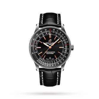 Breitling Navitimer Automatic 41 Stainless Steel Black Leather Strap Watch