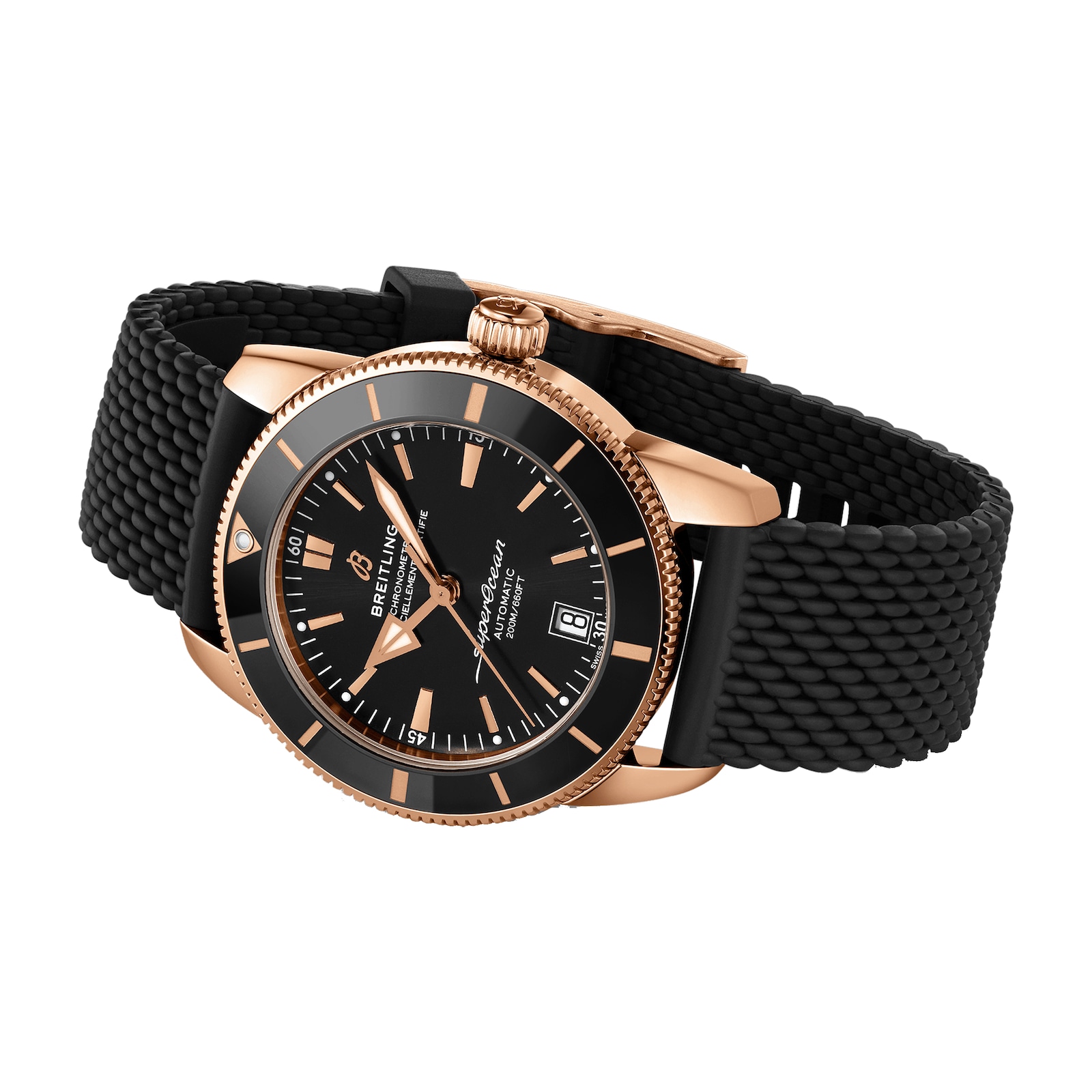 Breitling Superocean Heritage B20 Automatic 42 18k Red Gold Rubber Strap Watch
