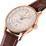 Breitling Navitimer Automatic 18k Red Gold Leather Strap 41mm Mens Watch