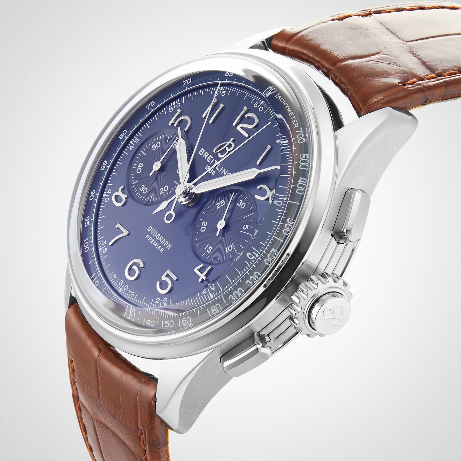 Breitling Premier B15 Duograph 42 Leather Strap Watch