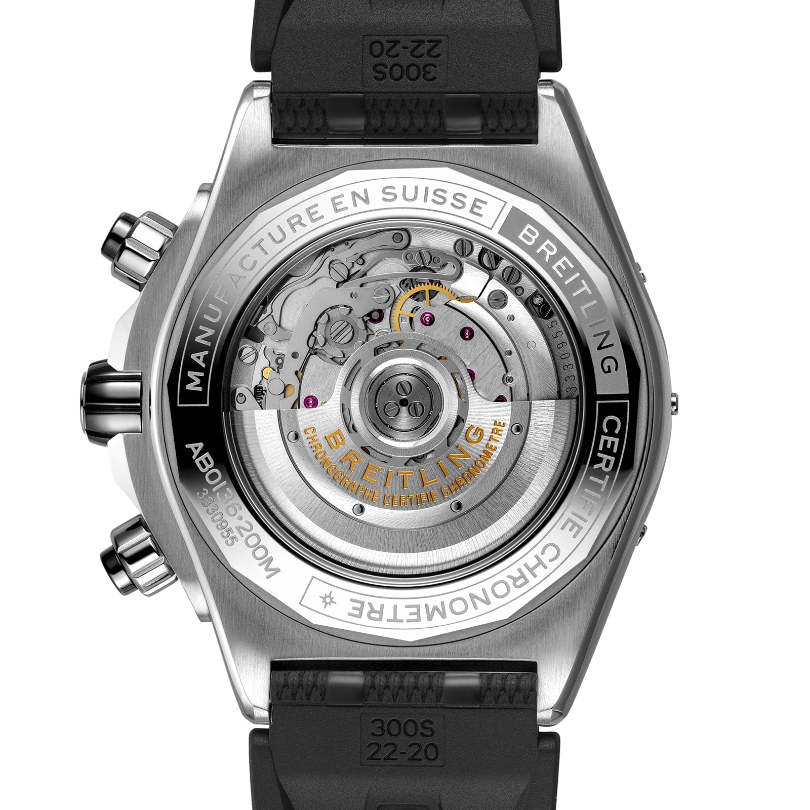 Breitling Super Chronomat B01 44 Stainless Steel Rubber Strap Watch