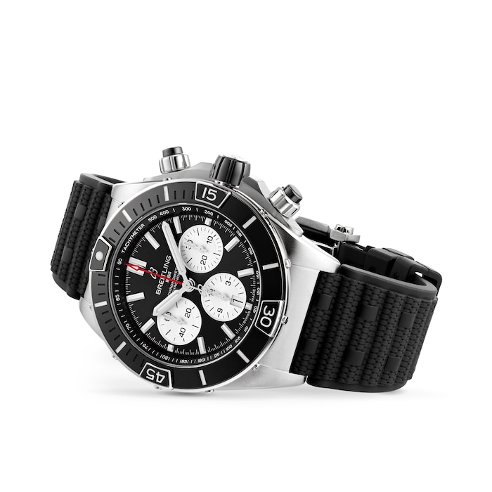 Breitling Super Chronomat B01 44 Stainless Steel Rubber Strap Watch