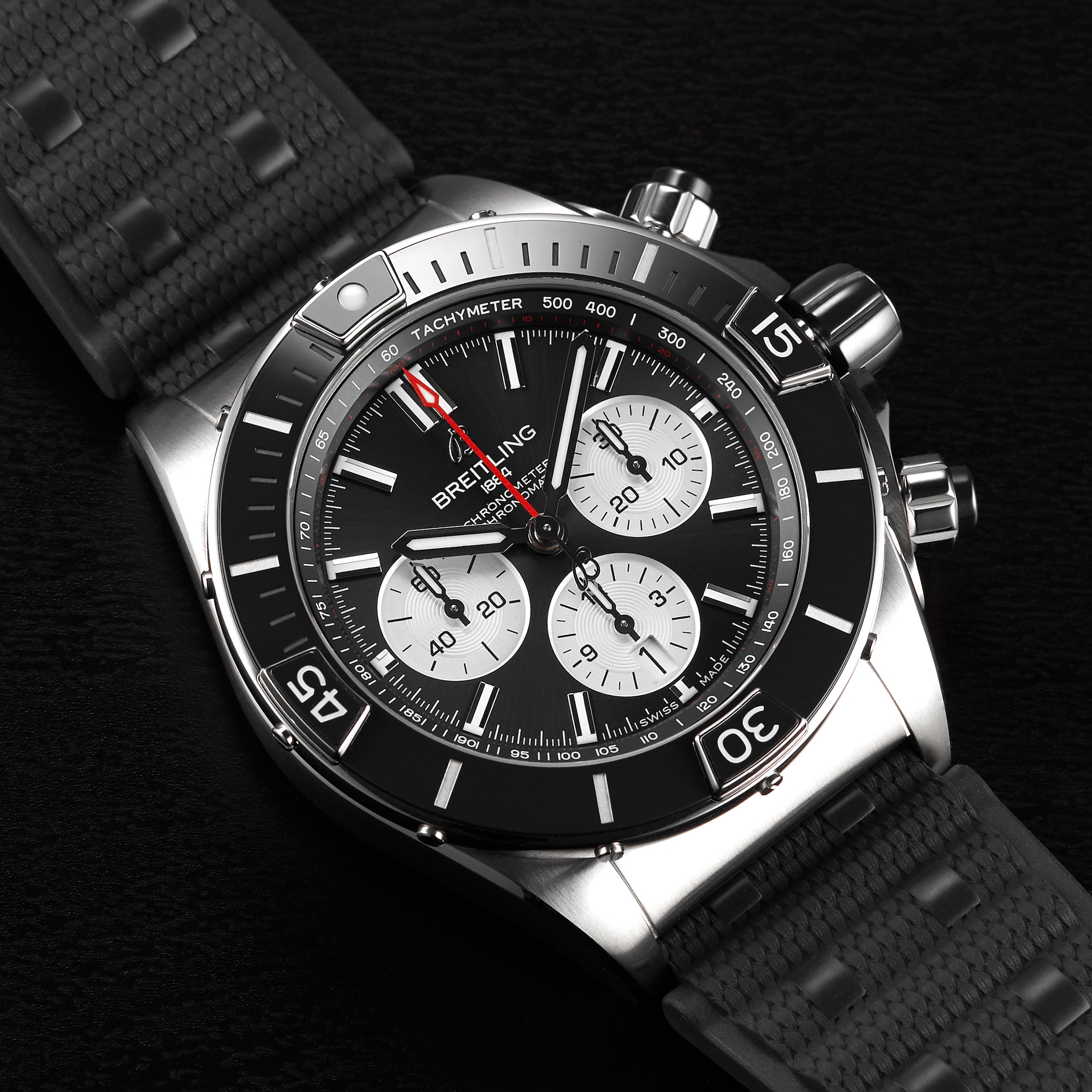 Breitling Super Chronomat B01 44 Stainless Steel Rubber Strap Watch Breitling Super Chronomat B01 44 Stainless Steel Rubber Strap Watch