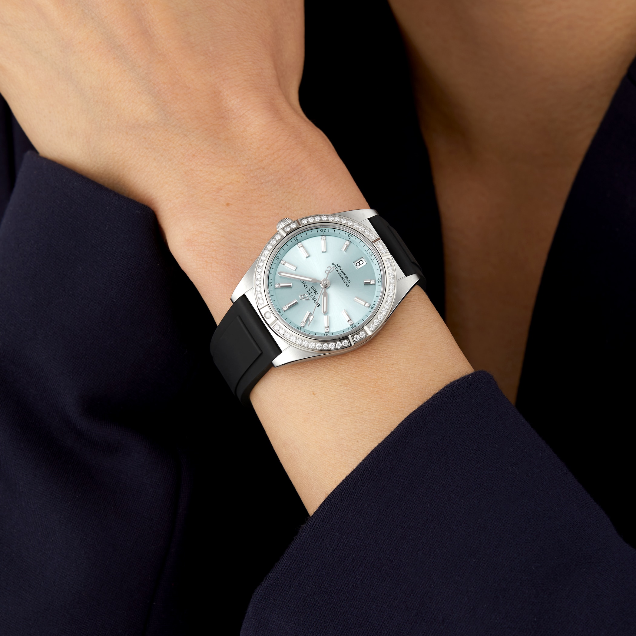 Breitling Chronomat Automatic 36 Stainless Steel & 18k grey gold Rubber Strap - Ice Blue Watch Breitling Chronomat Automatic 36 Stainless Steel & 18k grey gold Rubber Strap - Ice Blue Watch