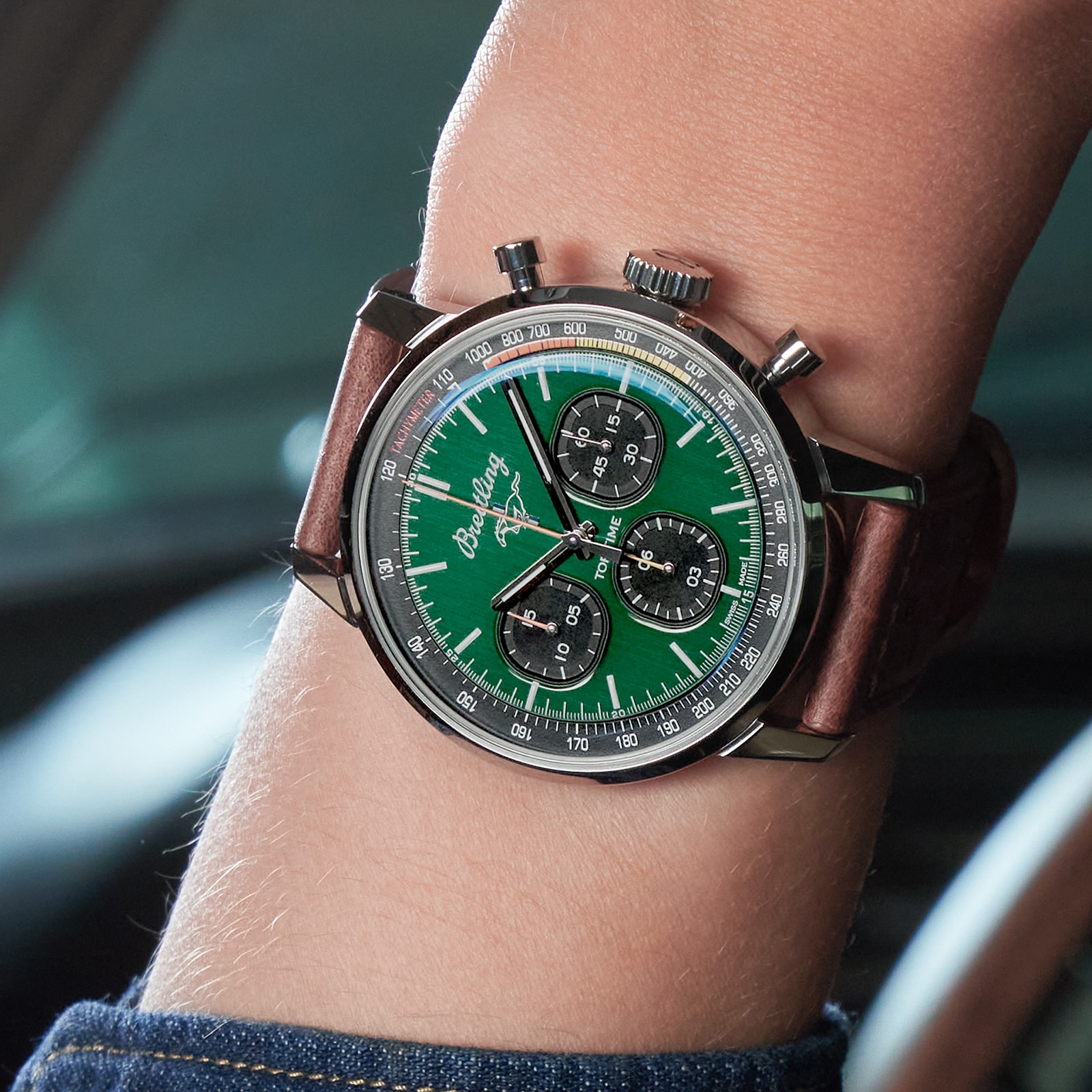 Breitling Top Time Ford Mustang 42 Leather Strap Watch