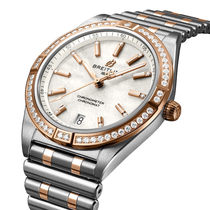 Breitling Chronomat Automatic 36 Stainless Steel & 18k Red Gold (Gem-set) - Mother of Pearl Boutique Exclusive