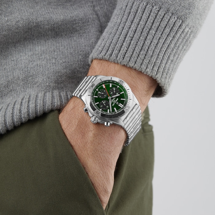 Breitling Chronomat B01 42 Stainless Steel - Green Watch AB0134101L1A1 |  Watches Of Switzerland US