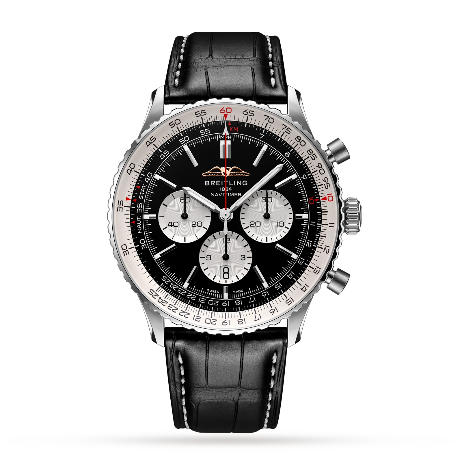 Breitling Navitimer B01 Chronograph 46 Stainless Steel Leather Strap Watch Breitling Navitimer B01 Chronograph 46 Stainless Steel Leather Strap Watch