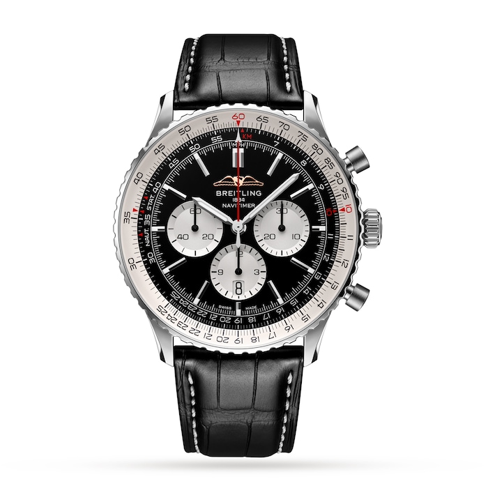 Breitling Navitimer B01 Chronograph 46 Stainless Steel Leather Strap Watch