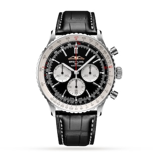 Breitling Navitimer B01 Chronograph 46 Stainless Steel Leather Strap Watch