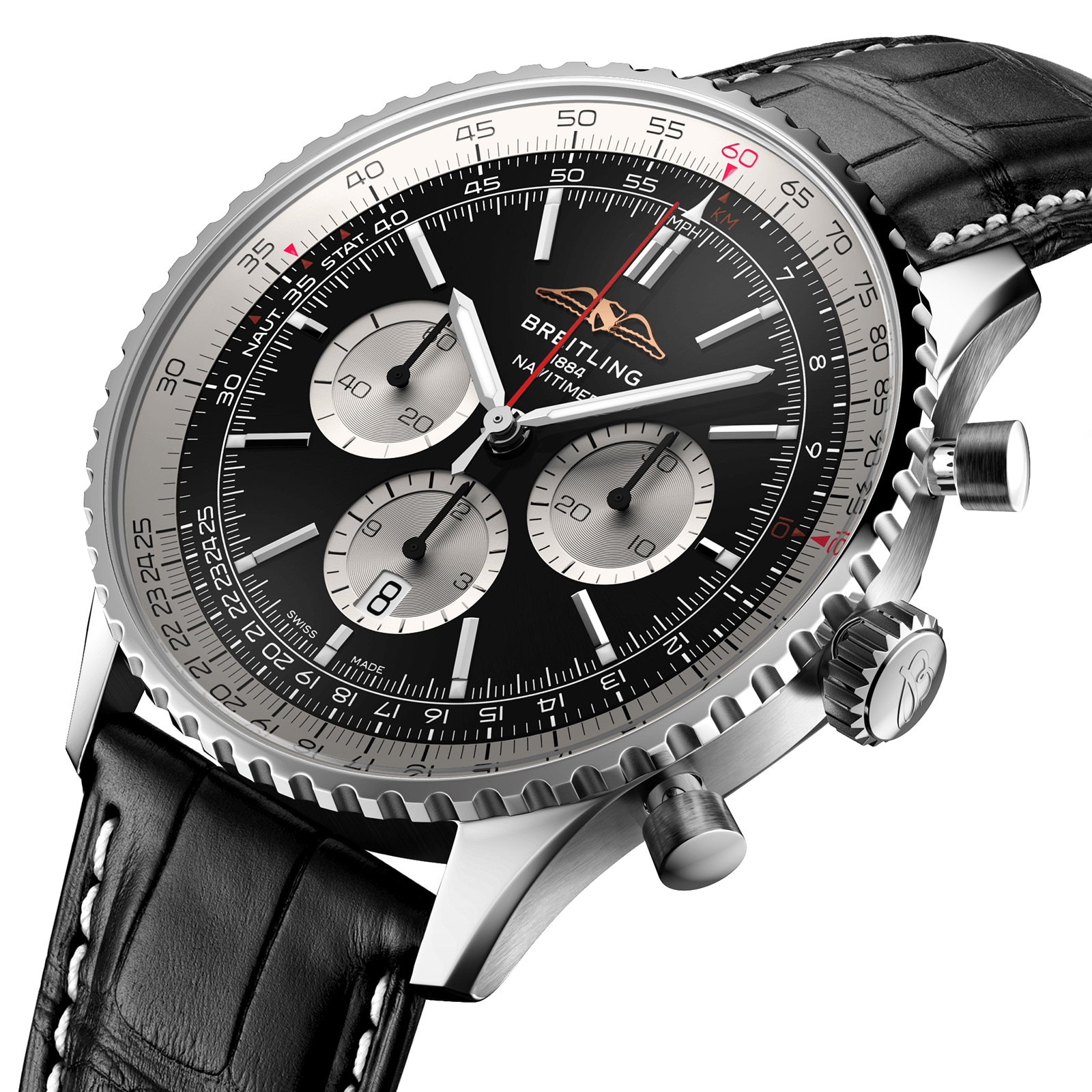 Breitling Navitimer B01 Chronograph 46 Stainless Steel Leather Strap Watch Breitling Navitimer B01 Chronograph 46 Stainless Steel Leather Strap Watch