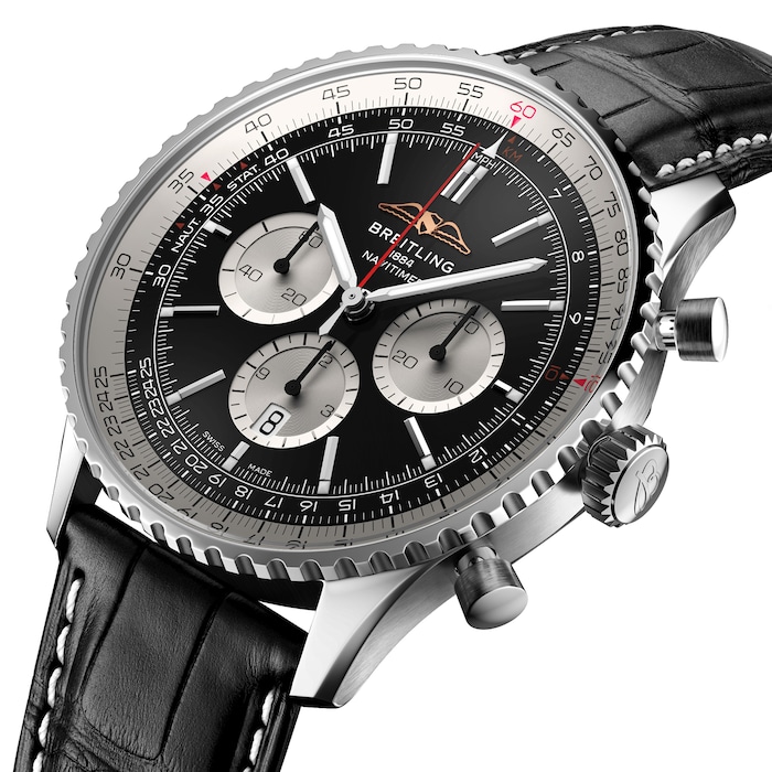 Breitling Navitimer B01 Chronograph 46 Stainless Steel Leather Strap Watch