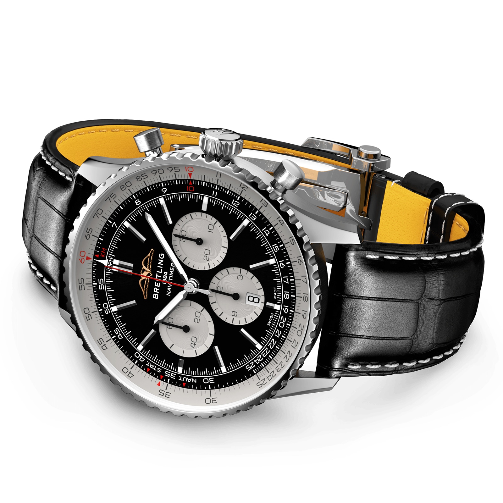 Breitling Navitimer B01 Chronograph 46 Stainless Steel Leather Strap Watch