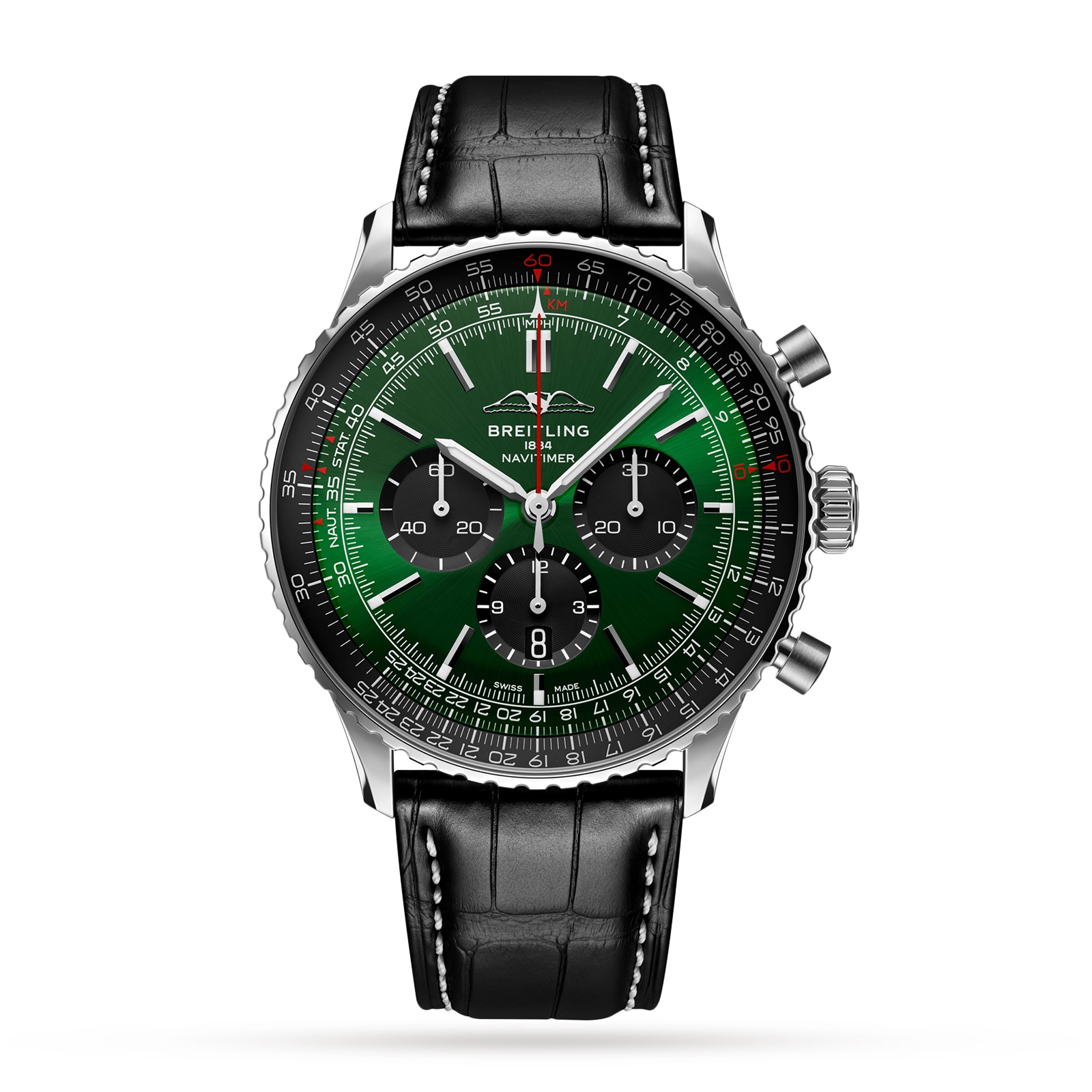 Breitling Navitimer B01 Chronograph 46 Stainless Steel Leather Strap Watch Breitling Navitimer B01 Chronograph 46 Stainless Steel Leather Strap Watch