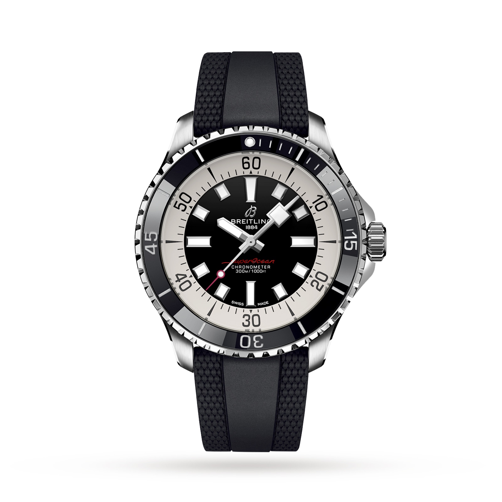 Breitling Superocean Automatic 44 Stainless Steel Rubber Strap Watch Breitling Superocean Automatic 44 Stainless Steel Rubber Strap Watch