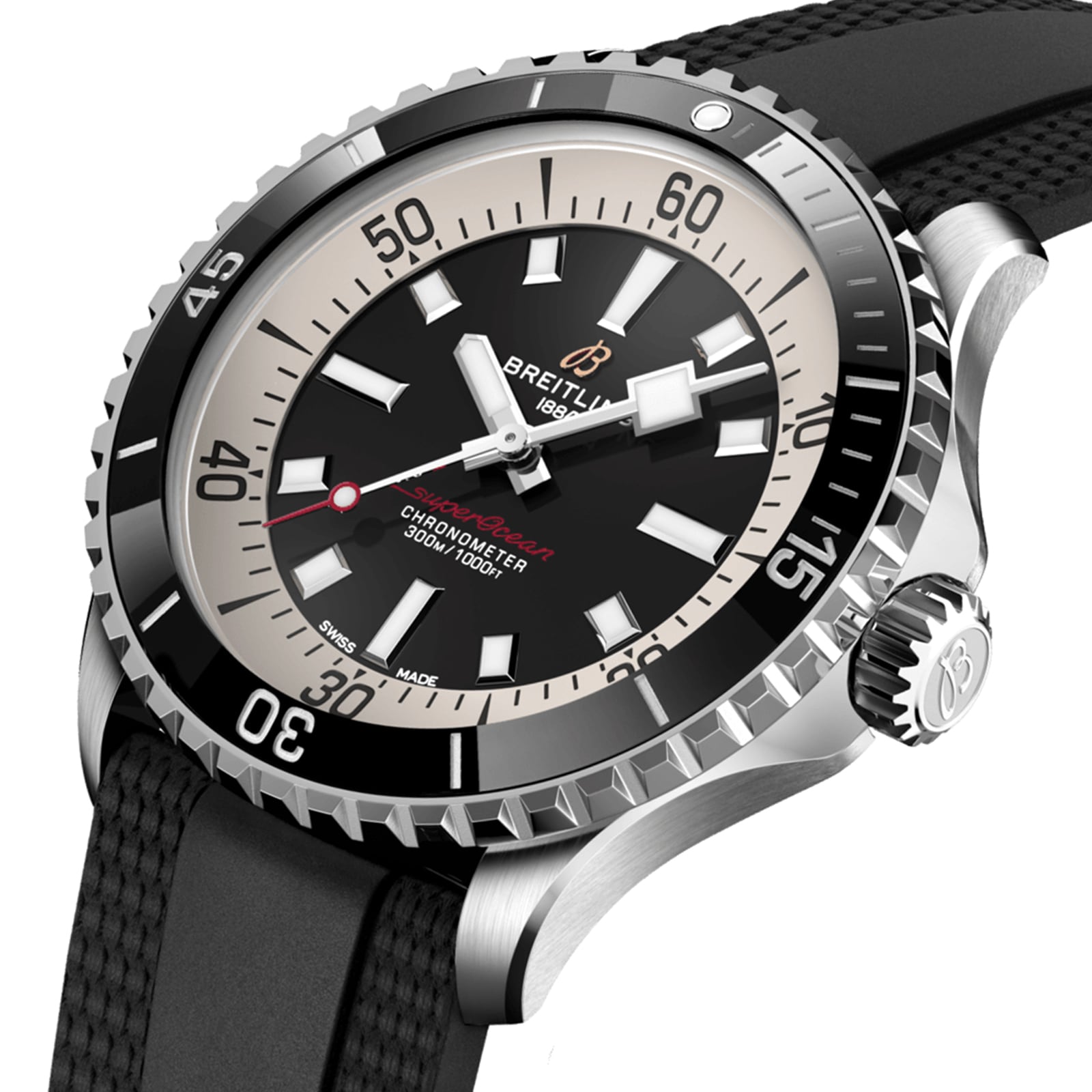 Breitling Superocean Automatic 44 Stainless Steel Rubber Strap Watch ...