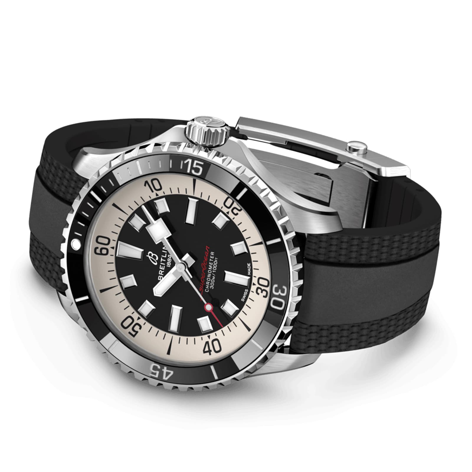 Breitling Superocean Automatic 44 Stainless Steel Rubber Strap Watch ...