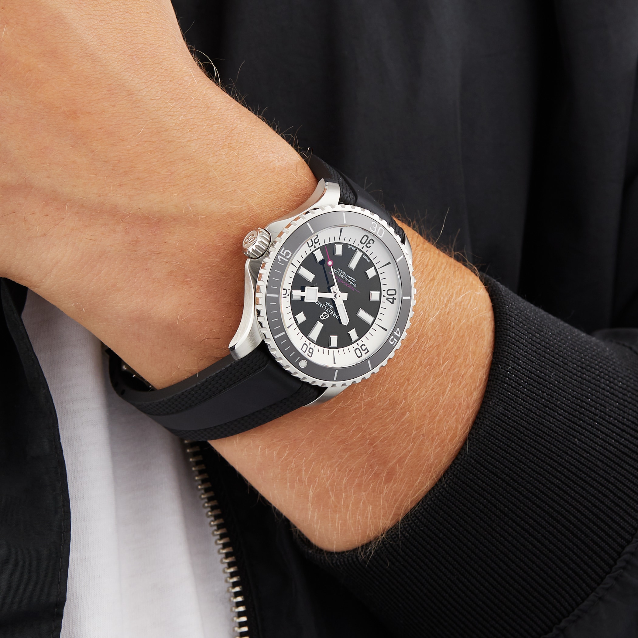 Breitling Superocean Automatic 44 Stainless Steel Rubber Strap Watch Breitling Superocean Automatic 44 Stainless Steel Rubber Strap Watch