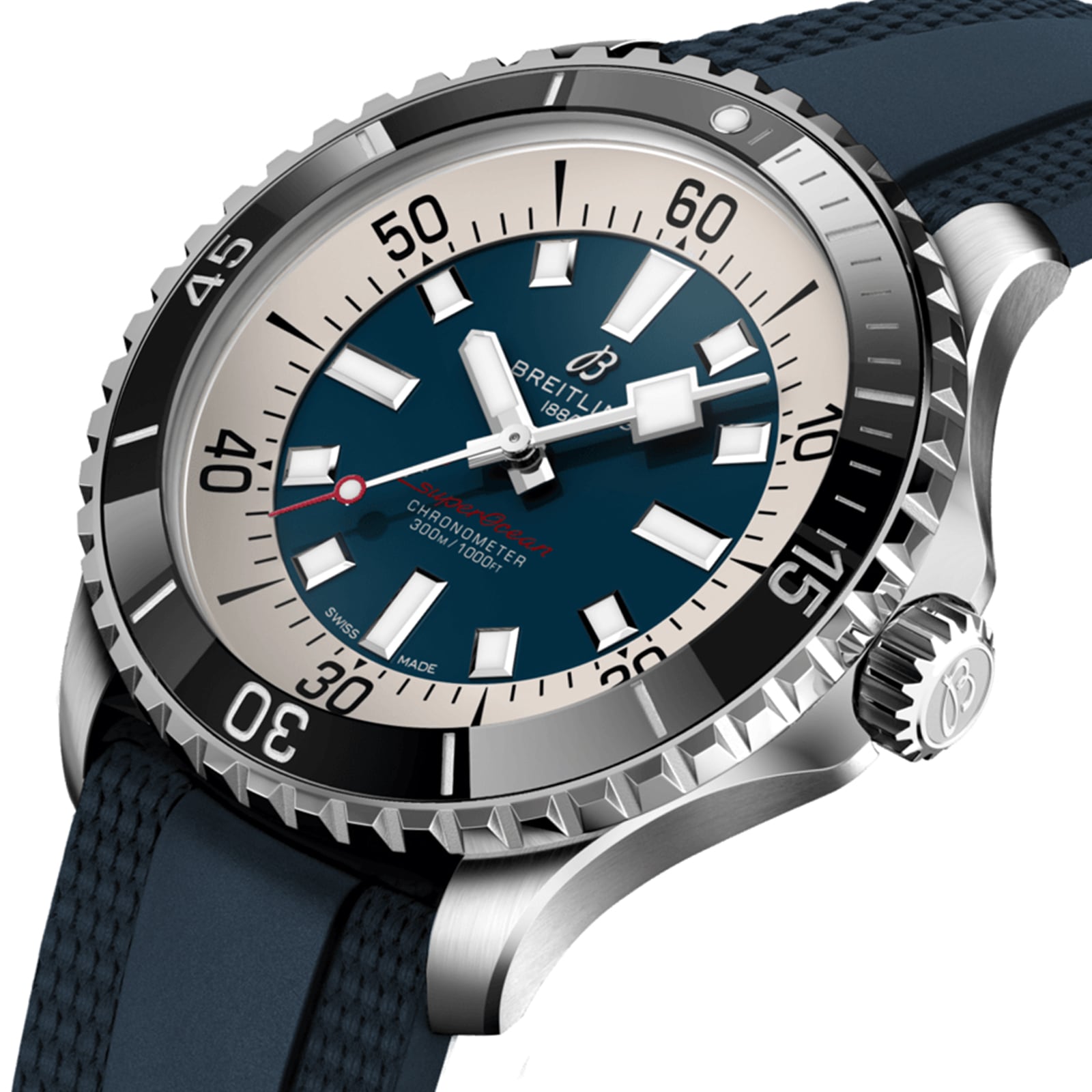 Breitling Superocean Automatic 44 Stainless Steel Rubber Strap Watch ...