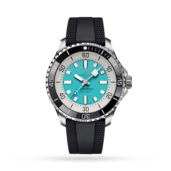 Breitling Superocean 44mm Mens Watch Turquoise Rubber