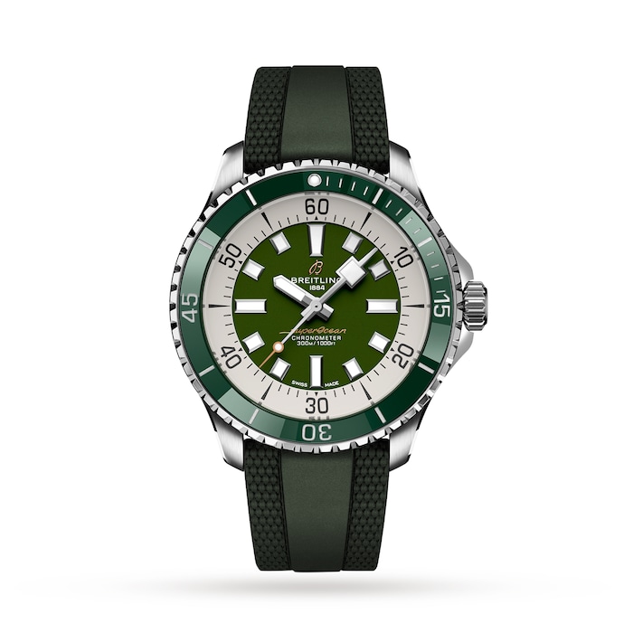 Breitling Superocean 44mm Mens Watch Green Rubber