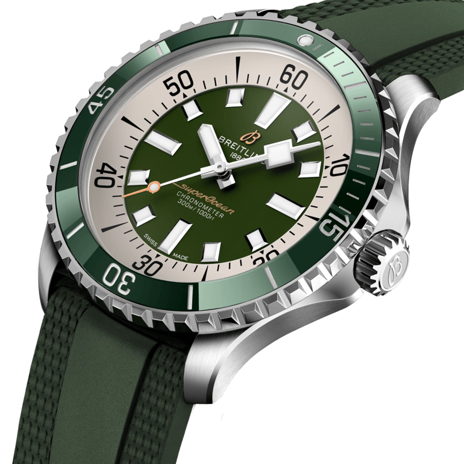 Breitling Superocean Automatic 44 Stainless Steel Rubber Strap Watch Breitling Superocean Automatic 44 Stainless Steel Rubber Strap Watch