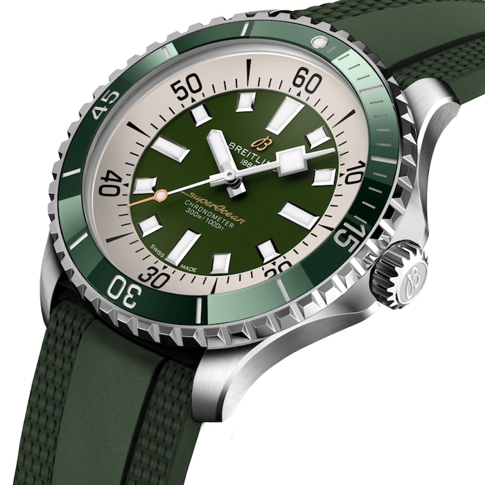 Breitling Superocean 44mm Mens Watch Green Rubber