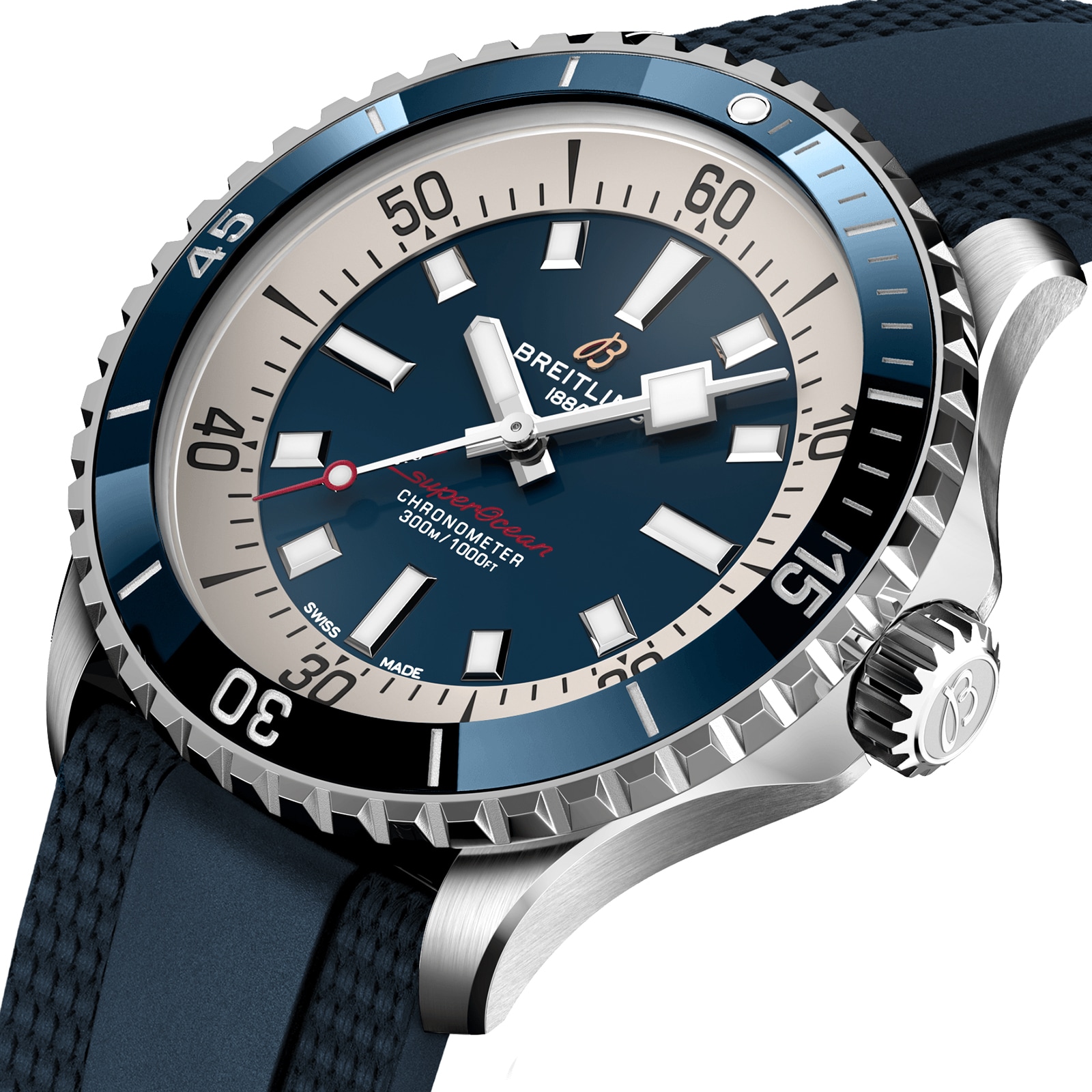 Breitling Superocean Automatic 42 Stainless Steel Rubber Strap Watch ...