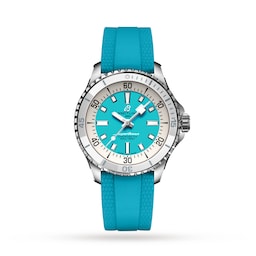 17532139 - Superocean Automatic 36 Stainless Steel Turquoise Rubber Watch