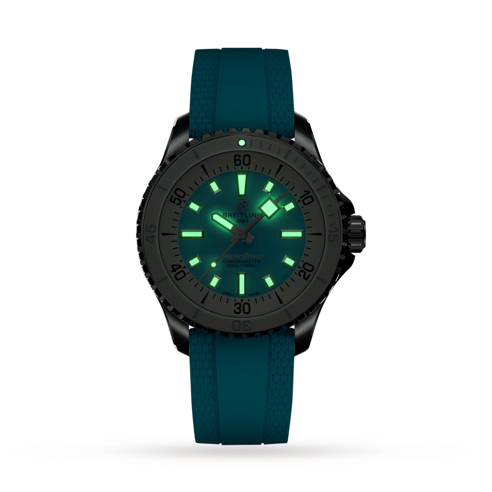 Breitling Superocean Automatic 36 Stainless Steel Turquoise Rubber Watch Breitling Superocean Automatic 36 Stainless Steel Turquoise Rubber Watch