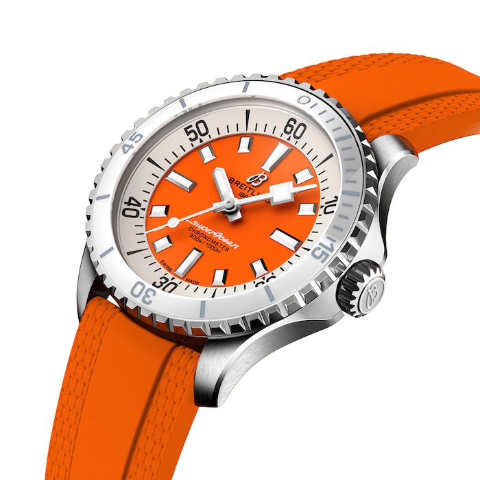 Breitling Superocean 36mm Unisex Watch Orange Rubber